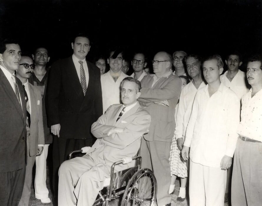 Fidel Castro in Key West December 1955. In the wheelchair Dr. Julio dePoo. Wright Langley Collection.